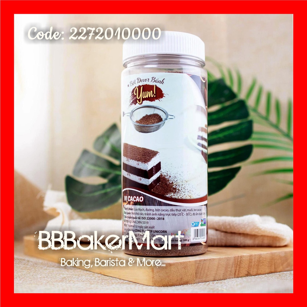 Bột rắc Decor trang trí bánh bánh YUM - Vị CA CAO nâu - Hủ 300gr