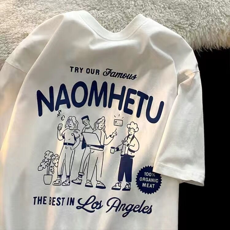 Áo Thun HIIXIIVI 100% cotton Tay Ngắn Cổ Tròn In Hình Hoàng Hôn Thời Trang Mùa Hè Phong Cách Hàn Quốc Dành Cho Nữ 2022