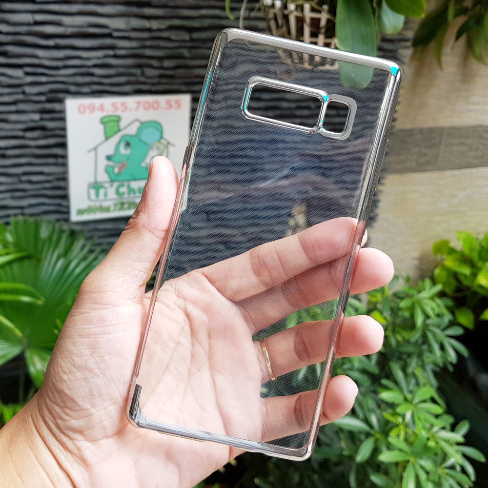 Ốp lưng Samsung Note 8 Dẻo Trong Suốt Viền Xi Màu