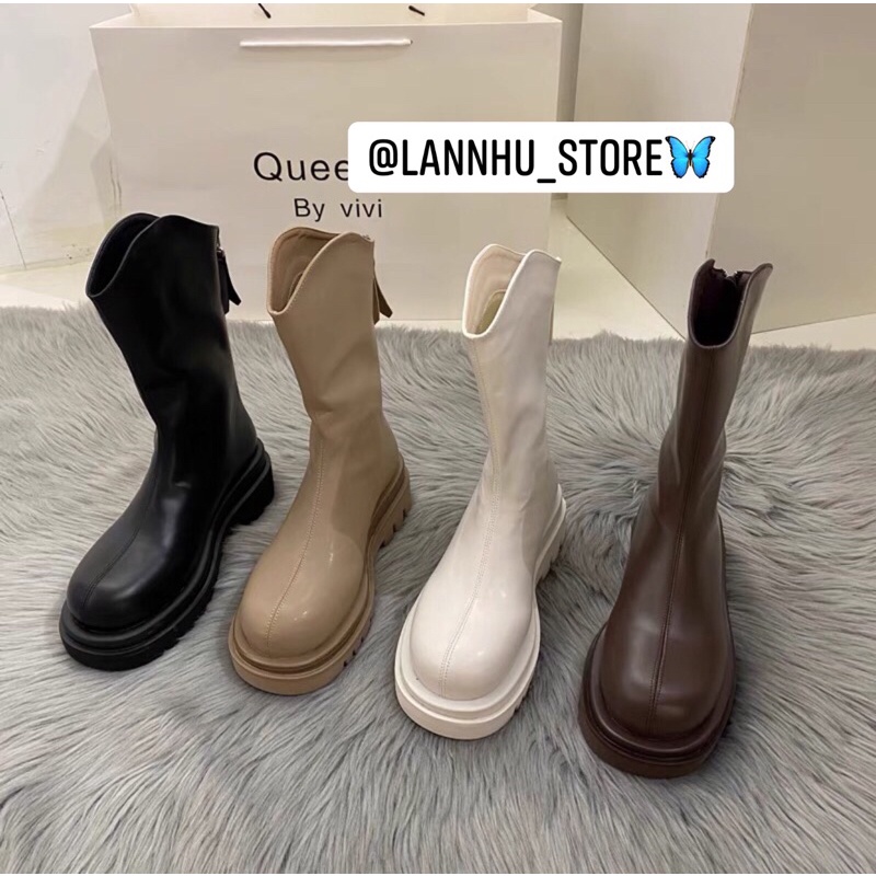Boot lửng 26cm-đế 5cm-da trơn cổ V