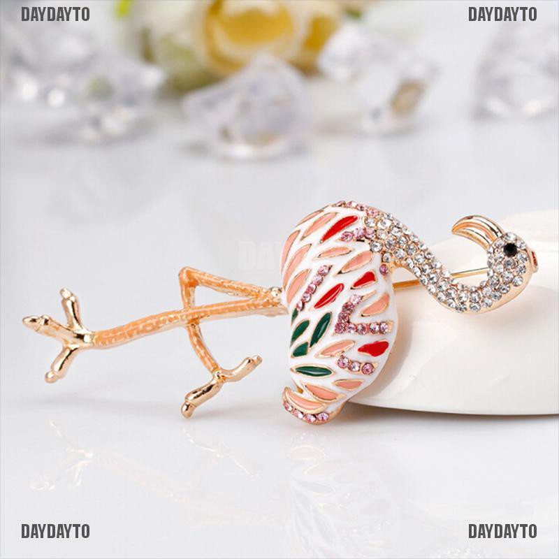 Ghim Cài Áo Hình Chim Hồng Hạc Đính Đá Thời Trang