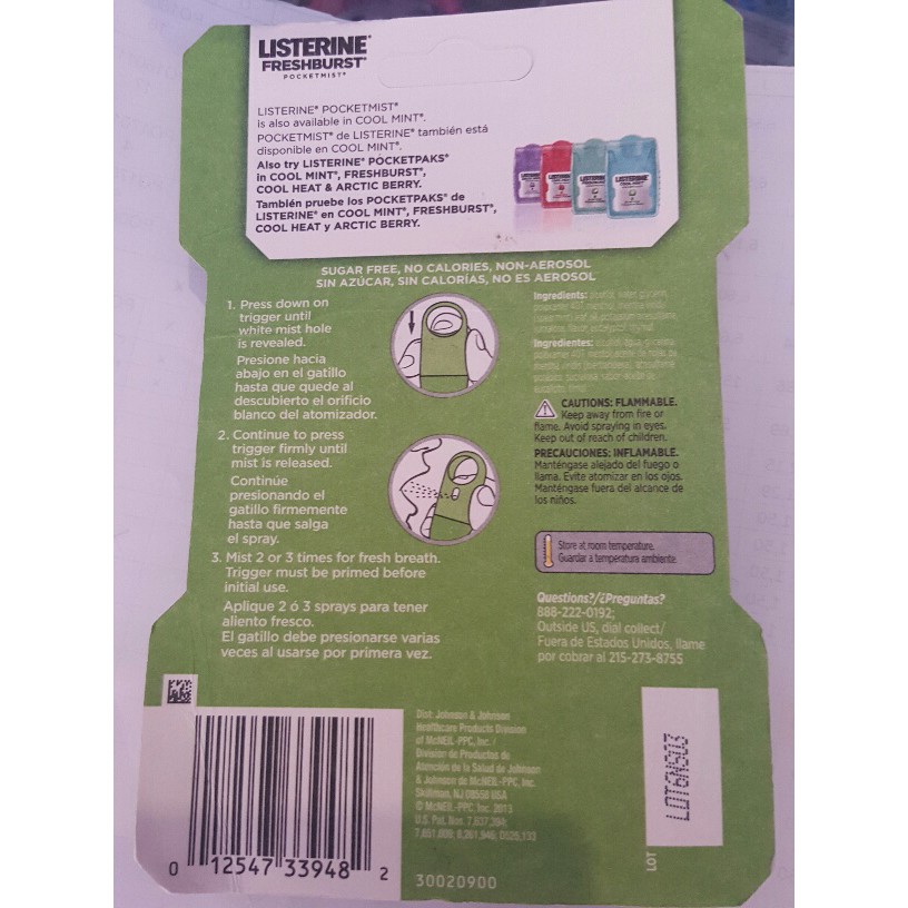 SET 2 CHAI XỊT THƠM MIỆNG LISTERINE  mùi FRESHBURST / HOẶC BẠC HÀ COOL MINT TỪ MỸ