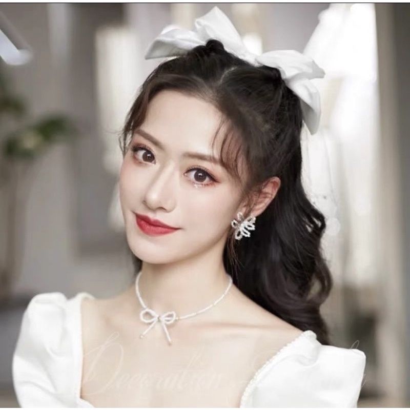 Cài nơ phối ngọc, cài tóc cô dâu 🥰