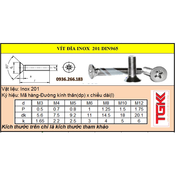 Bulong đầu bằng inox 201 M5 (Túi 10)