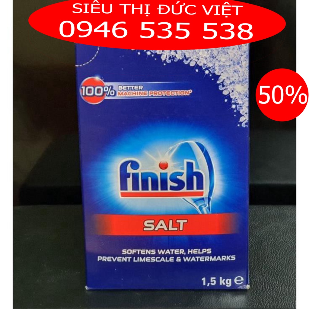 Muối rửa bát Finish 1.5kg - muối finish làm mềm nước cho máy rửa tráng chén bát ly