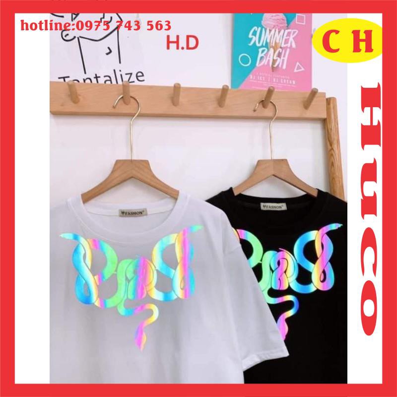 áo thun hè tay lỡ rắn trơn phản quang vòng cổ chất cotton mềm mát form rộng unisex freesize nam nữ mặc đôi nhóm cổ tròn