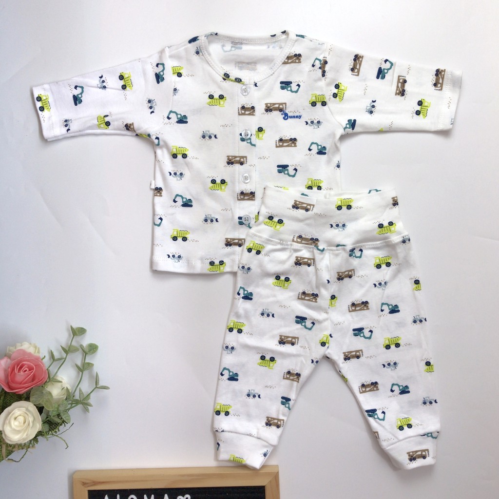 Bộ dài sơ sinh cotton bé trai bé gái 7-10kg quần lưng cao