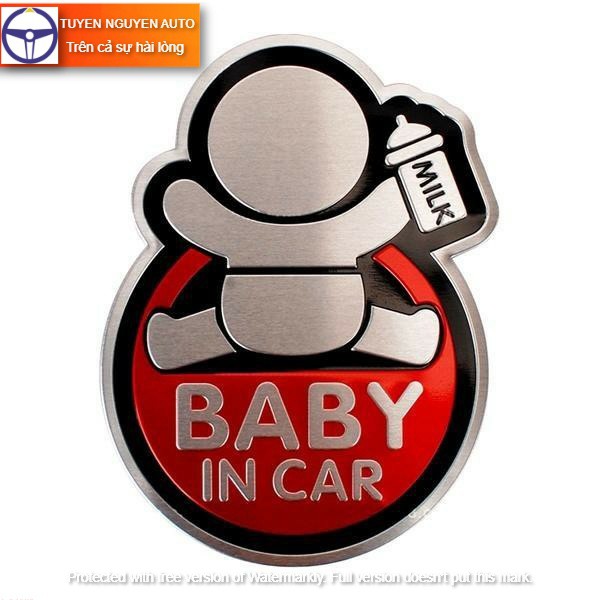 Tem baby in car dán xe hơi, ô tô (tem nhôm)