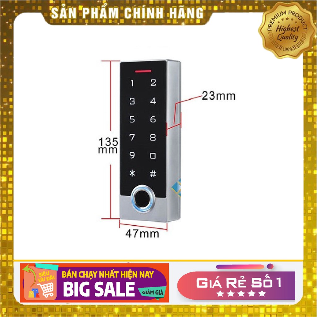 Đầu đọc kiểm soát ra vào thẻ từ vân tay chống nước, thiết bị kiểm soát ra vào thẻ từ vân tay kim loại, đầu đọc thẻ IP68