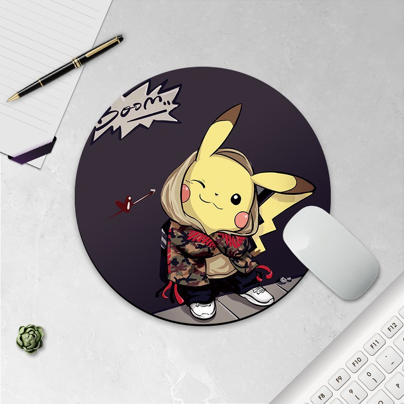 Tấm lót chuột hình tròn 22x22cm họa tiết hoạt hình dễ thương chống nước chống bụi êm ái