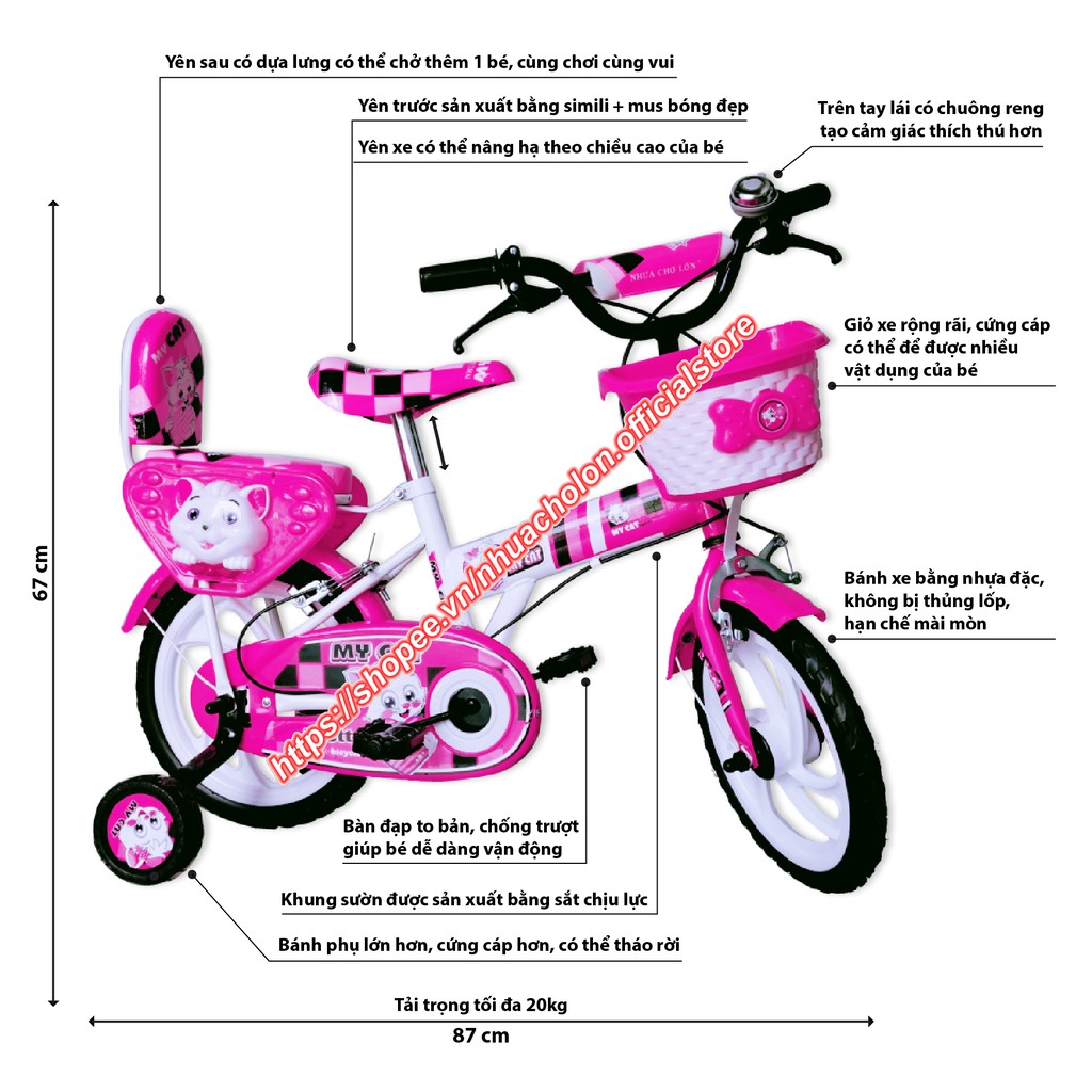 Xe đạp trẻ em Nhựa Chợ Lớn K88 - M1611-X2B - Cho Bé Từ 2 đến 4 Tuổi