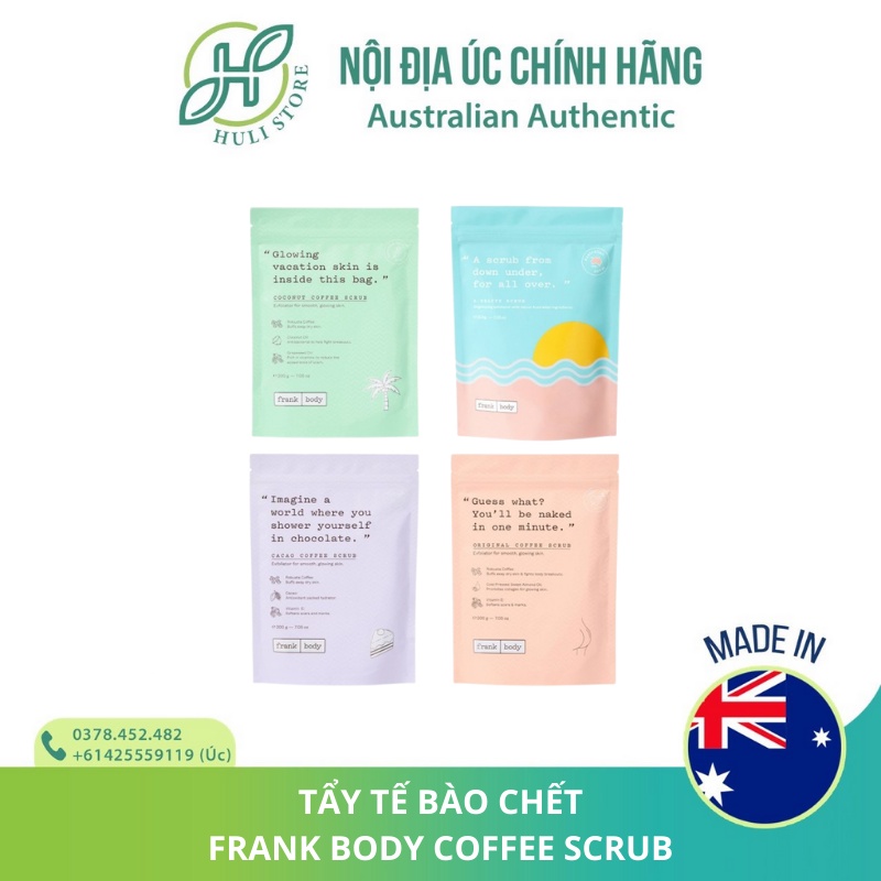 Tẩy tế bào chết từ cà phê nhiều loại Frank Body Scrub