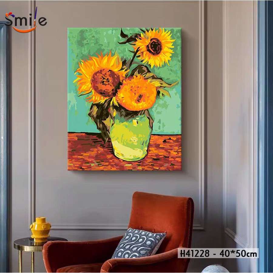 Tranh số hóa tự tô màu theo số Smile cho người lớn Hoa hướng dương H41228-4050