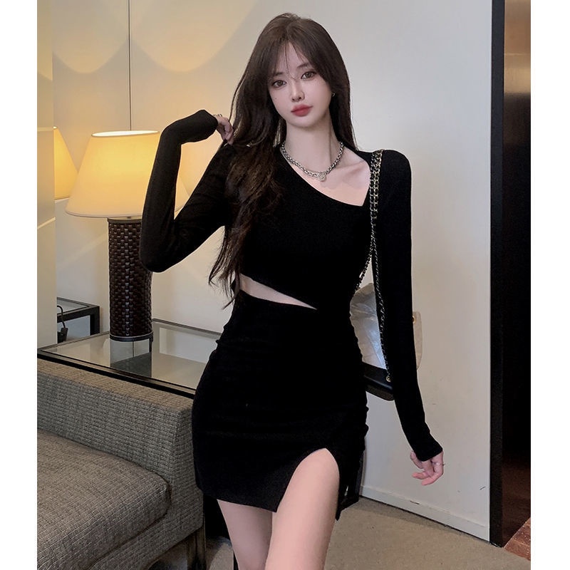 COZOK Đầm nữ tay dài trễ vai thời trang quyến rũ