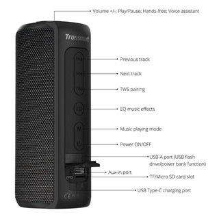 Loa Bluetooth Tronsmart Element T6 Plus Loa di động 40W, Chống nước IPX7, kiêm sạc dự phòng