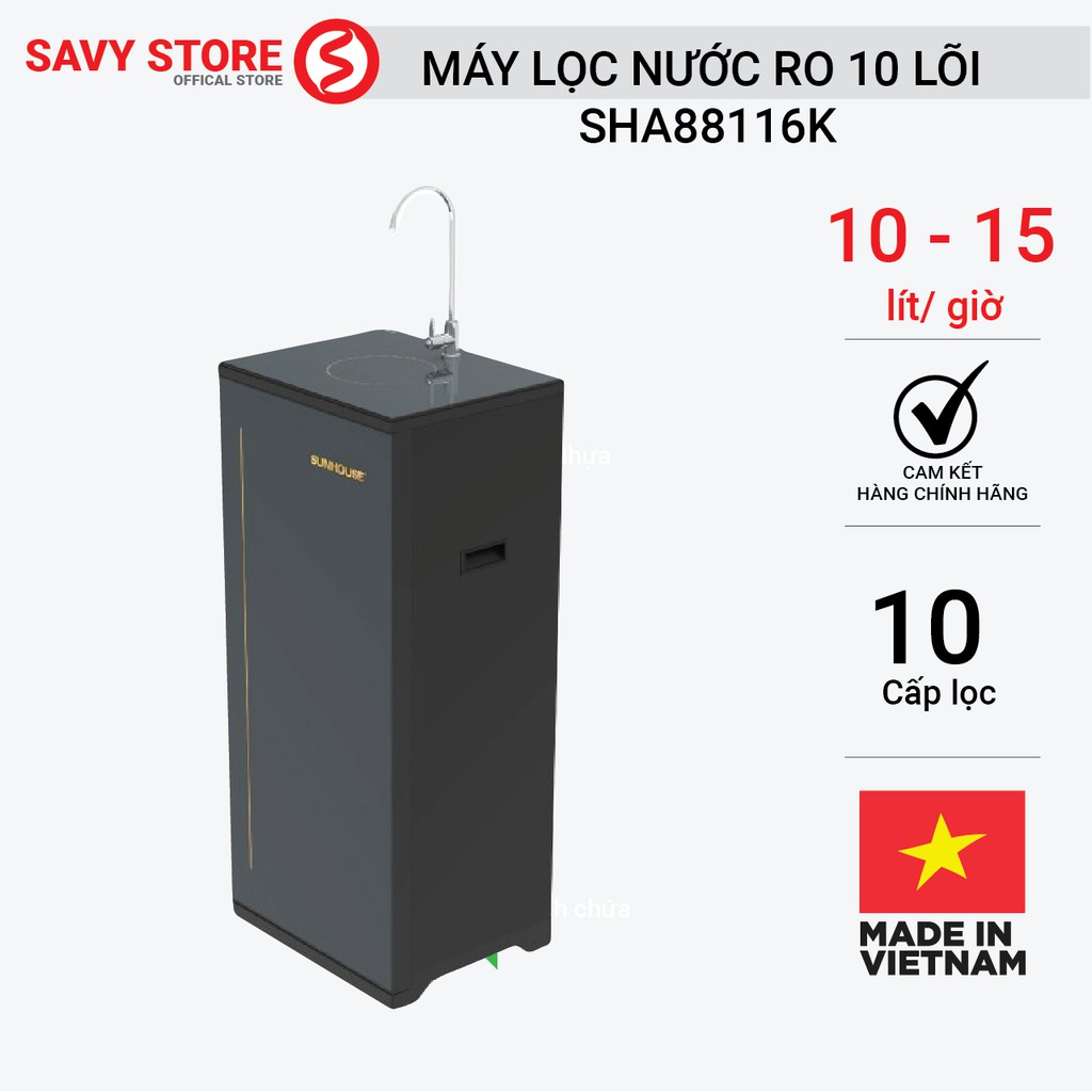 [CHÍNH HÃNG] MÁY LỌC NƯỚC SUNHOUSE CHÍNH HÃNG, MÁY LỌC NƯỚC RO 10 LÕI - SHA88116K
