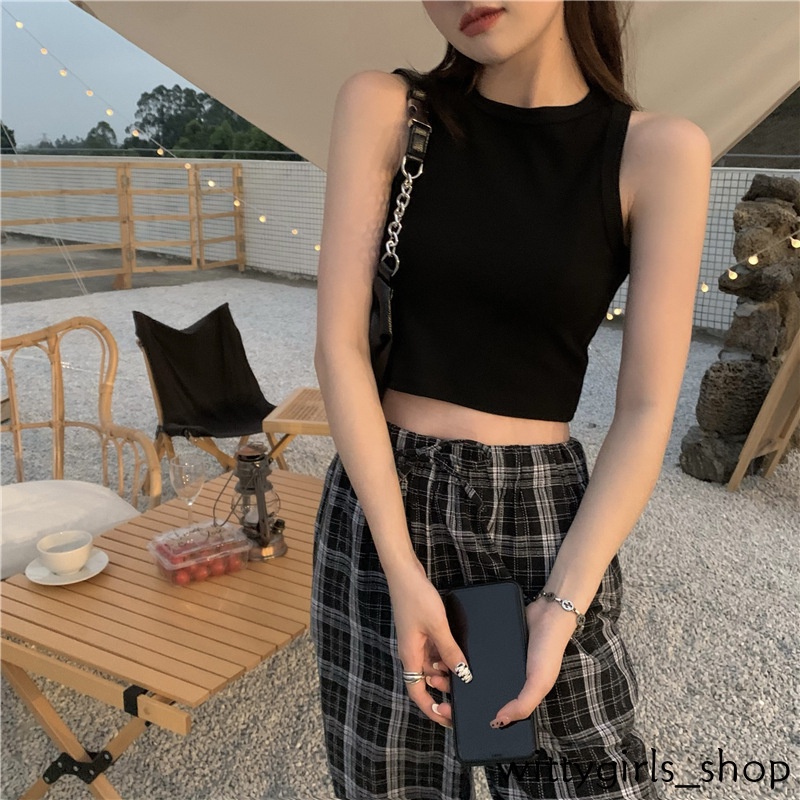 Wittygirls-áo Hai Dây Ôm Dáng Cổ Tròn Mùa Hè