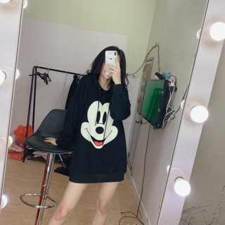Áo hoodie nỉ micky dáng dài