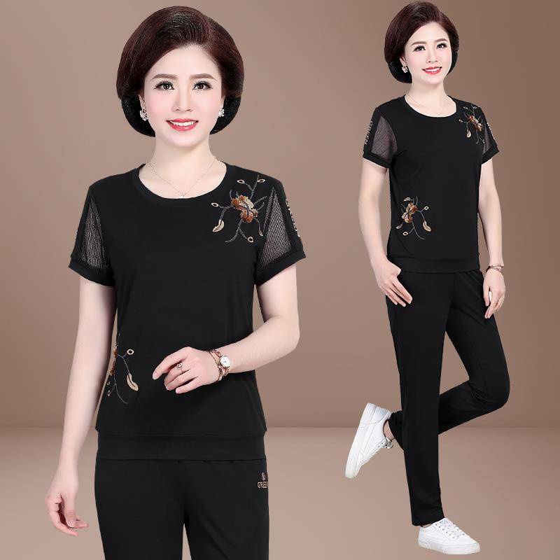 Set đồ thể thao ngắn tay thời trang mùa hè cho phụ nữ trung niên