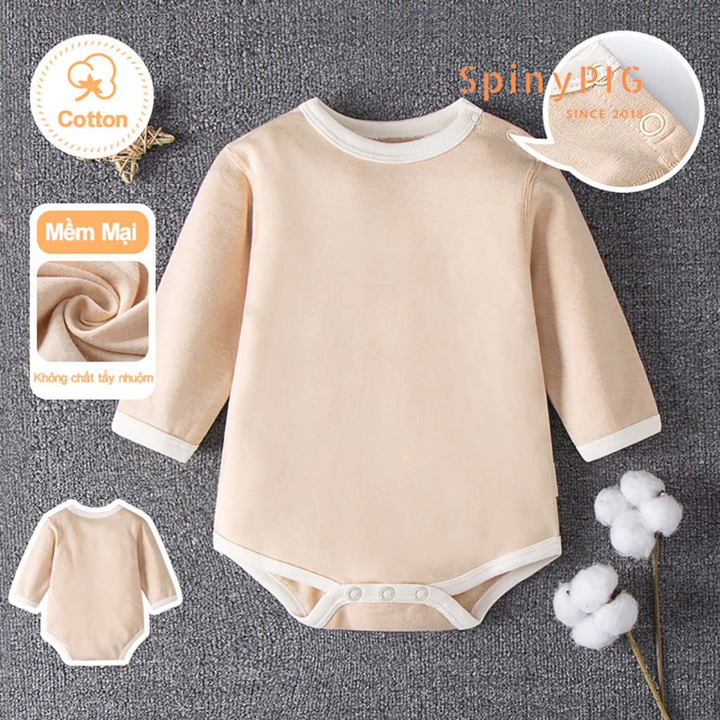 Bộ body chip dài tay cho bé 0-2 tuổi cotton hữu cơ tự nhiên không chất tẩy nhuộm an toàn cho bé