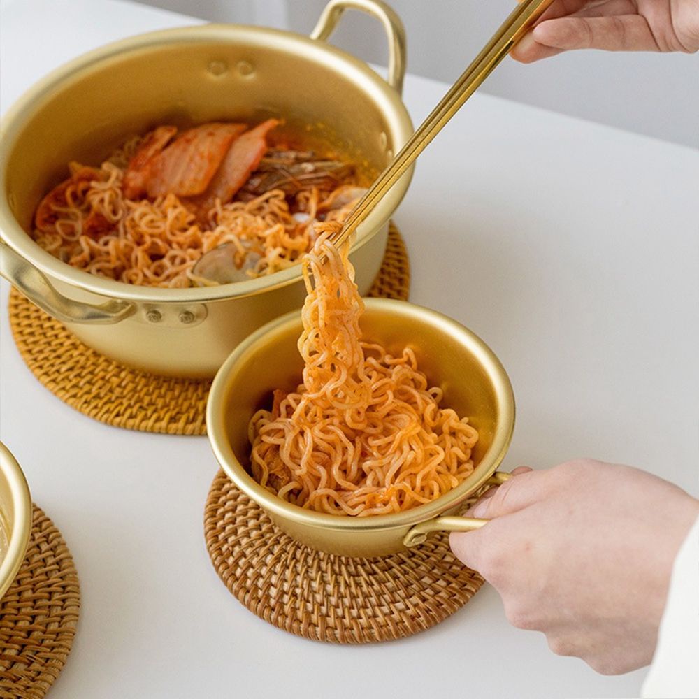 Tô đựng thức ăn có tay cầm bằng nhôm phong cách Hàn Quốc