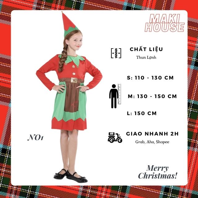 Bộ quần áo bé trai, váy đầm bé gái Quần áo hoá trang Giáng Sinh, Noel cho các bé