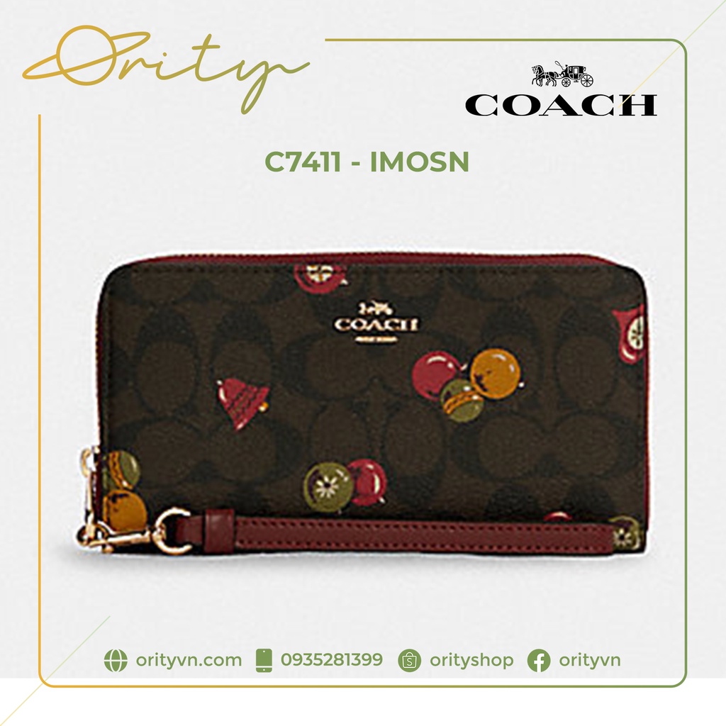 Túi xách / Bóp / Ví hàng hiệu COACH - Coated Canvas Smooth Leather Signature C7411