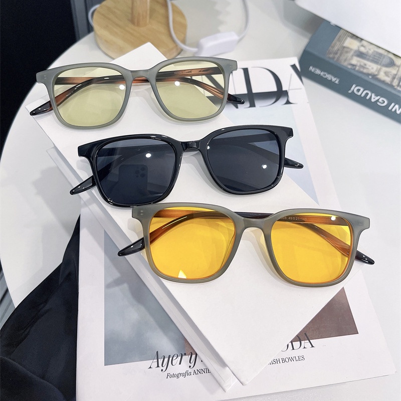 (YUZHU) Kính Mát Gọng Chữ Nhật Hai Màu Thời Trang Phương Tây