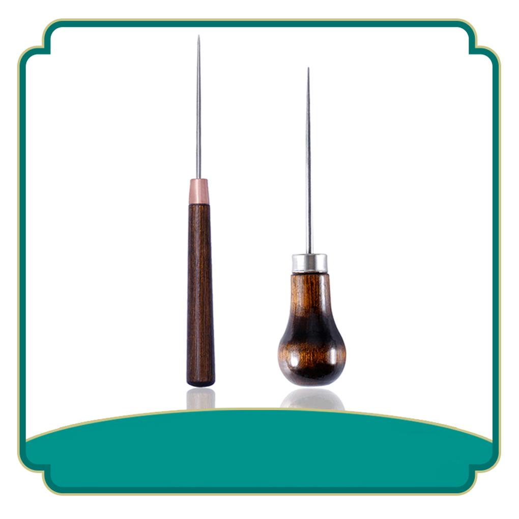 (toyman) Kim Đục Lỗ Tay Cầm Gỗ Bằng Thép Không Gỉ Awl Cho Khâu Vá Đồ Da Thủ Công