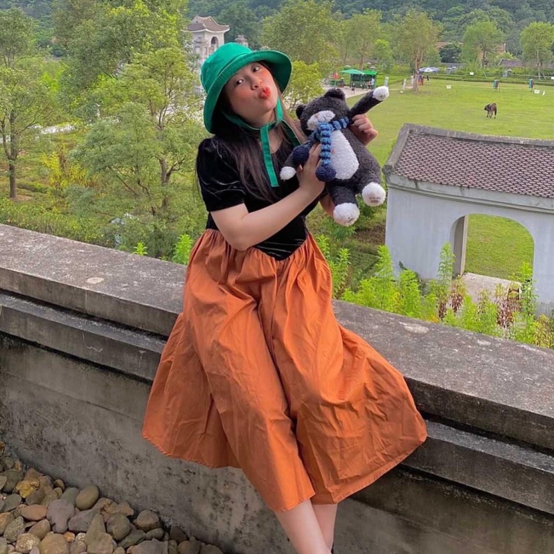 Gấu bông mèo đen Tiimo thắt khăn đáng yêu thú nhồi bông đồ chơi quà tặng Gauxinhcorner