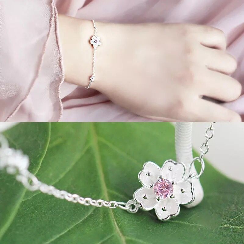 Vòng tay bạc kiểu dáng hoa đào xinh xắn phong cách Hàn Quốc ANTA Jewelry - ATJ7005