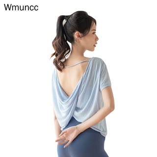 Wmuncc Áo Thun Thể Thao Tay Ngắn Dáng Rộng Thoáng Khí Thiết Kế Hở Lưng Thời Trang Quyến Rũ Cho Nữ