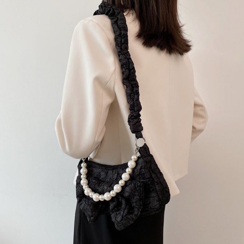 Túi Đeo Chéo Đựng Điện Thoại Đính Nơ Ngọc Trai Giả Thời Trang Cho Nữ