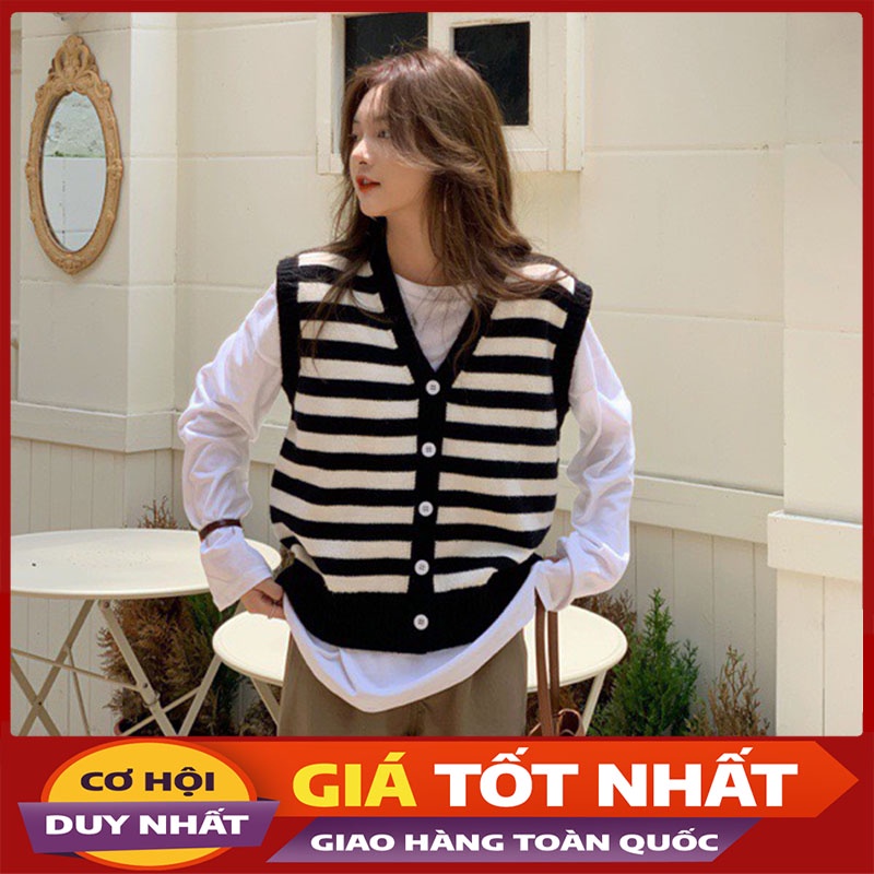 Áo Gile Kẻ Ngang Đóng Cúc Mẫu Mới M0130-Violet