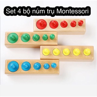 Đồ chơi gỗ thông minh Set 4 bộ núm trụ Montessori