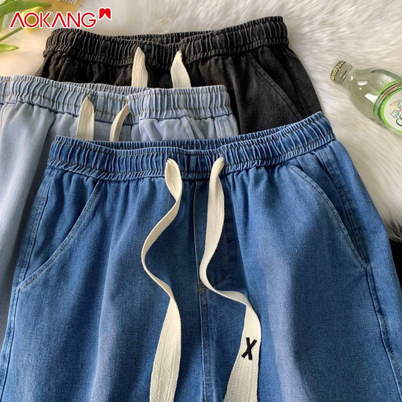 Quần jean AOKANG dài ống rộng thời trang mùa hè màu sắc tươi sáng cho nam