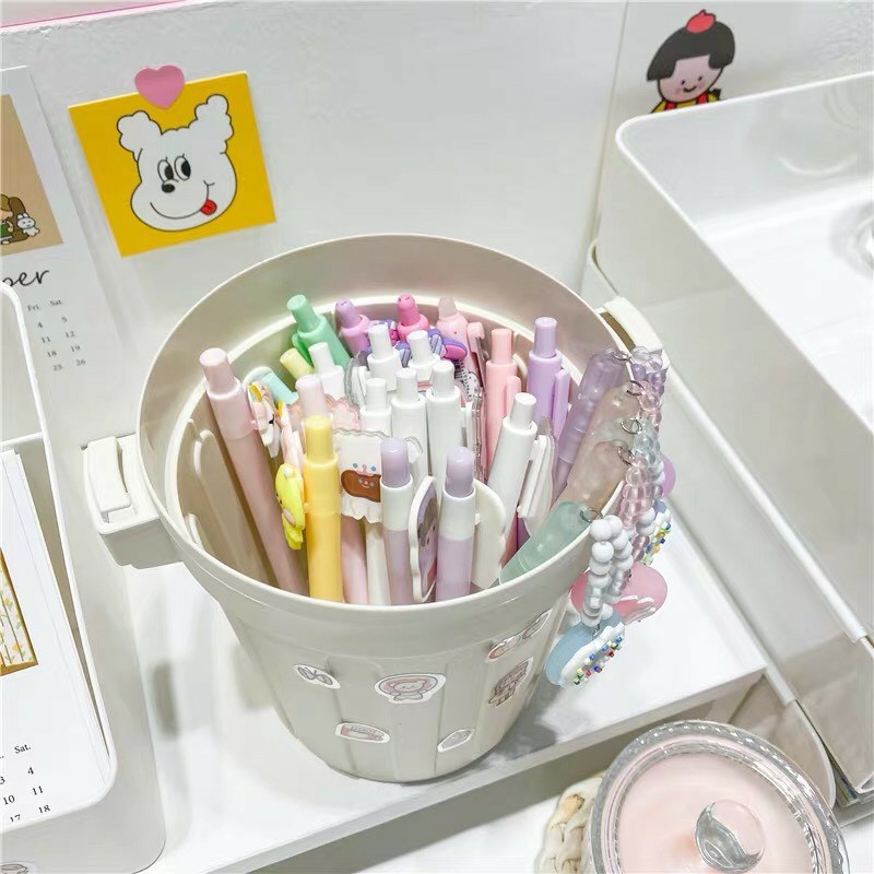 Thùng rác mini để bàn có nắp Ins phong cách Nhật fuuko note tặng kèm sticker dễ thương cute