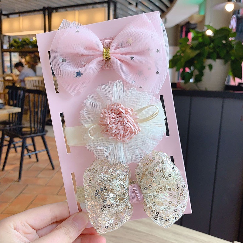 Set 3 Băng Đô Nơ Chấm Bi Dễ Thương Cho Bé Gái