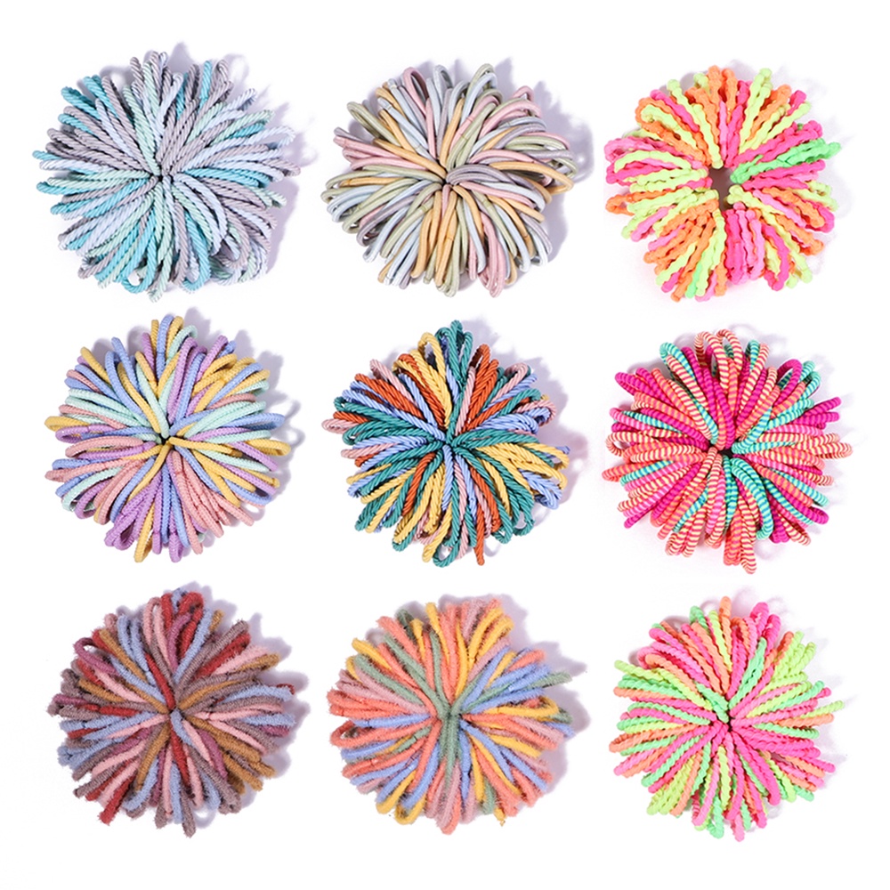 Set 100 dây buộc tóc nylon KIDSBOWS co giãn màu sắc ngọt ngào cho bé gái