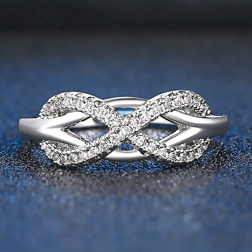 Nhẫn cưới tình yêu vĩnh cửu ZHOUYANG R836 thiết kế số 8 đính zircon lãng mạn quà tặng thời trang cho nữ