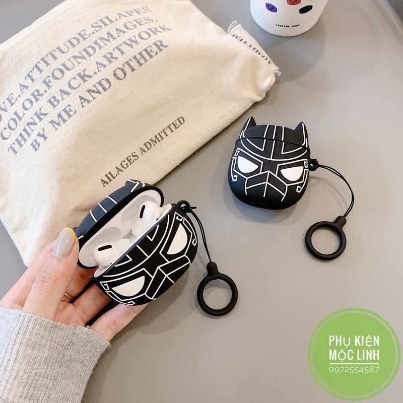☘️Tặng kèm móc treo☘️Case Airpod 1 2 Black Panther - Vỏ bao bọc Cover đựng tai nghe không dây Airpods Báo đen