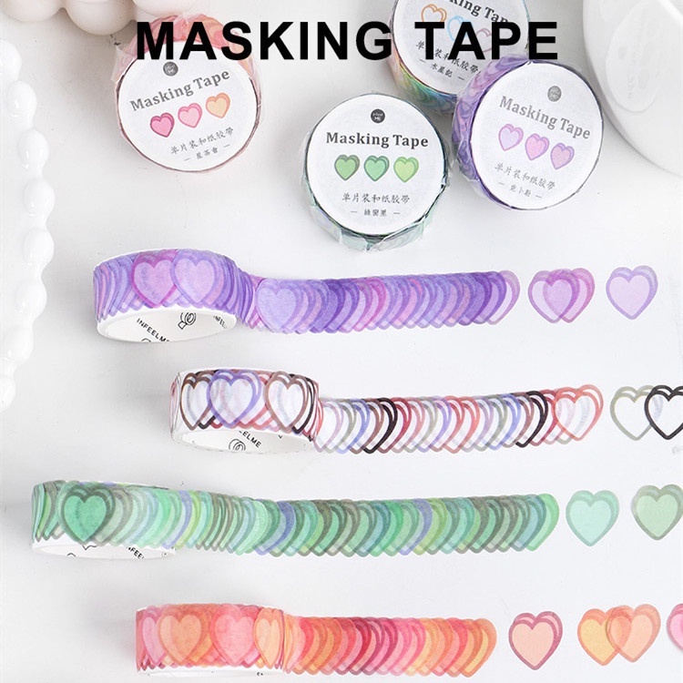 Cuộn Miếng Dán Washi Hình Tròn Nhiều Màu Sắc Sáng Tạo Dùng Trang Trí Album Ảnh/Đồ Dùng Học Tập