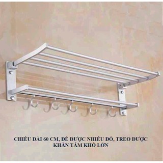 Giá treo khăn nhà tắm bằng nhôm hai tầng không cần khoan tường bắt vít
