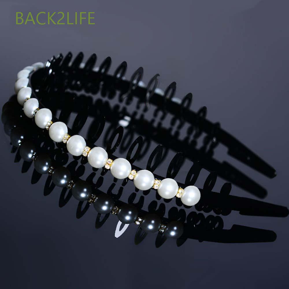 BACK2LIFE Simple Wash Face Hair Hoop Girls Hair Accessories Pearl Headband Women Toothed Non-slip Korean|Temperament Hair Band white/black