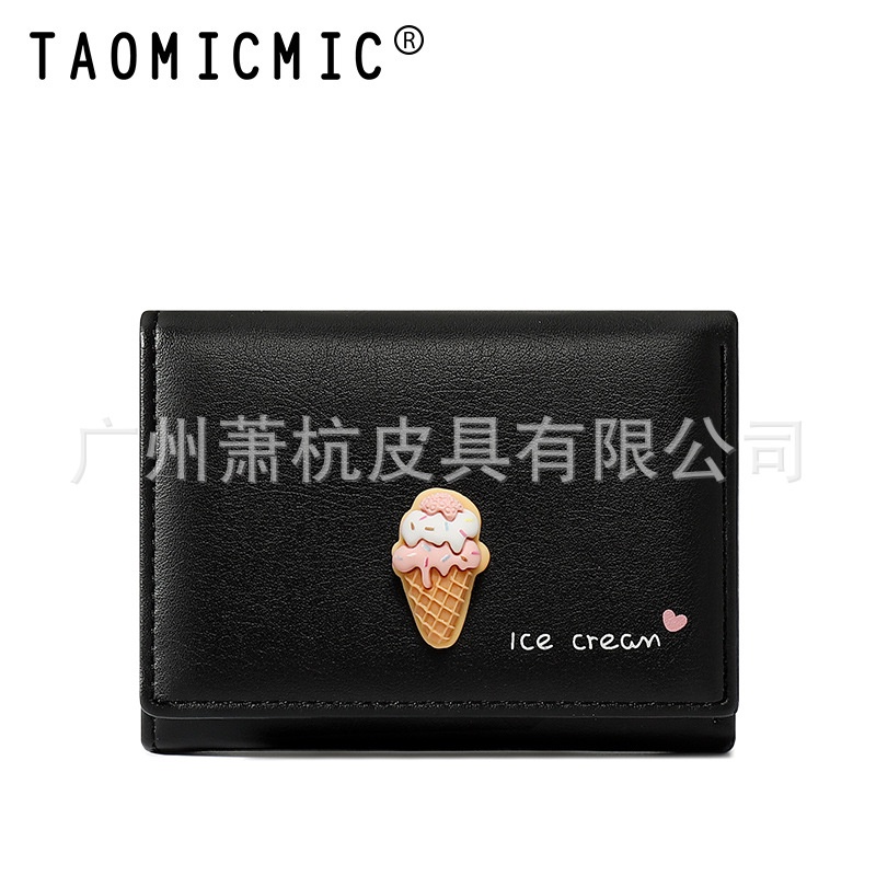 Ví Da PU Đựng Thẻ / Tiền Xu Kiểu Dáng Đơn Giản Xinh Xắn Giá Đỡ