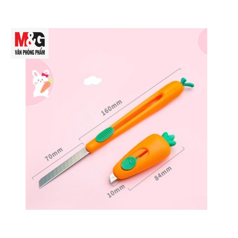 Dao rọc giấy M&G ASSN2243/ ASSN2242 mini lưỡi ngắn và lưỡi dài 9 mm , hình củ Cà Rốt