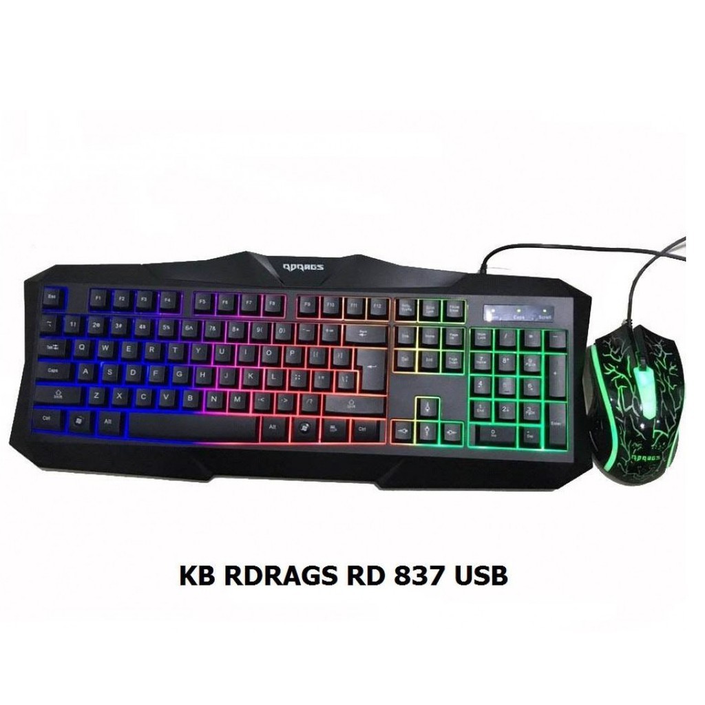 <NEW> Bộ Phím và Chuột Bosston 837 LED 7 MÀU USB - Combo Gaming Keyboard