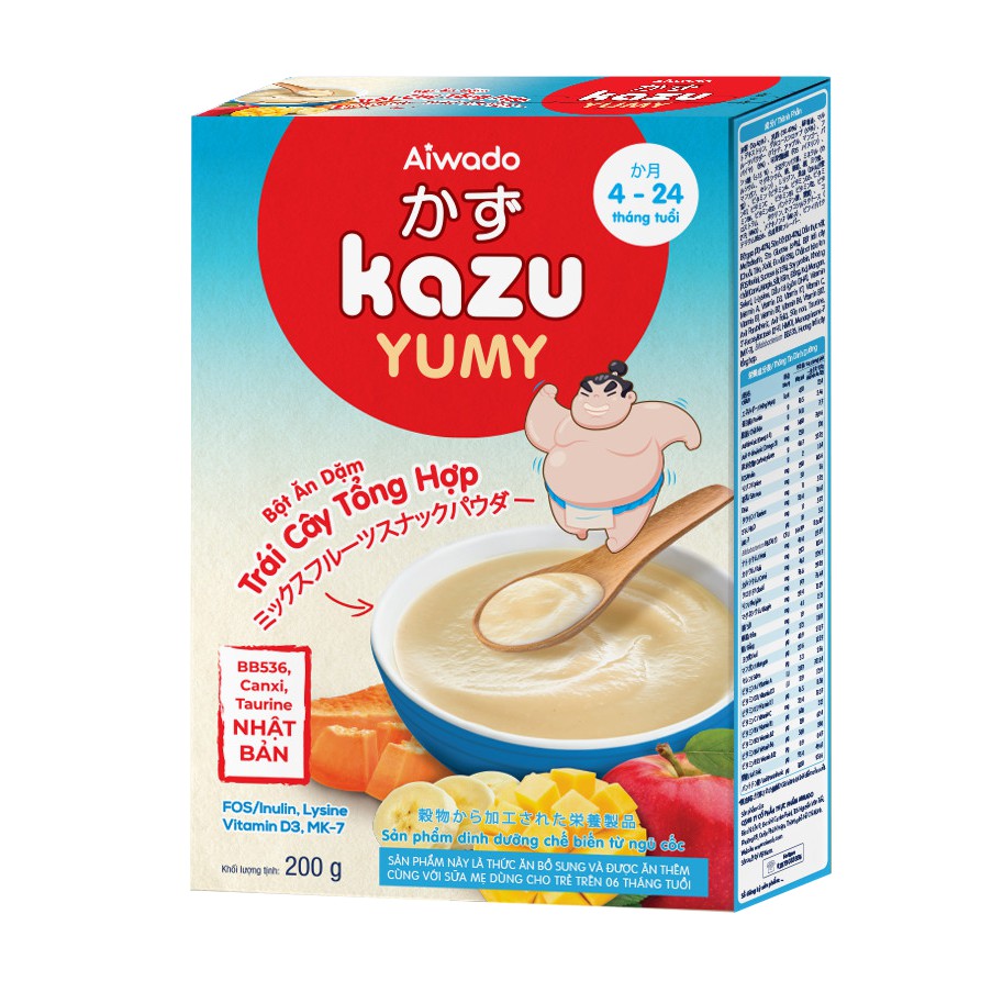 Bột ăn dặm Aiwado Kazu Yumy Trái Cây Tổng Hợp 200g (trên 4 tháng)