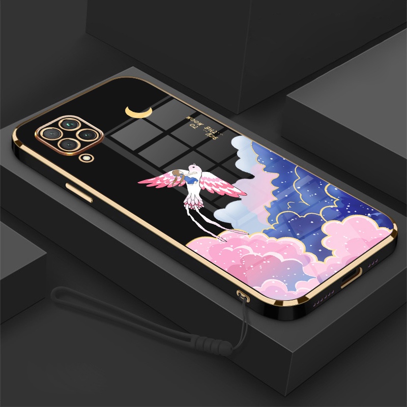 Ốp Điện Thoại Viền Mềm Mạ Điện In Hoạt Hình Kèm Dây Đeo Cho Samsung a12 a10 a10s a11 a13 a20 a30 a20s