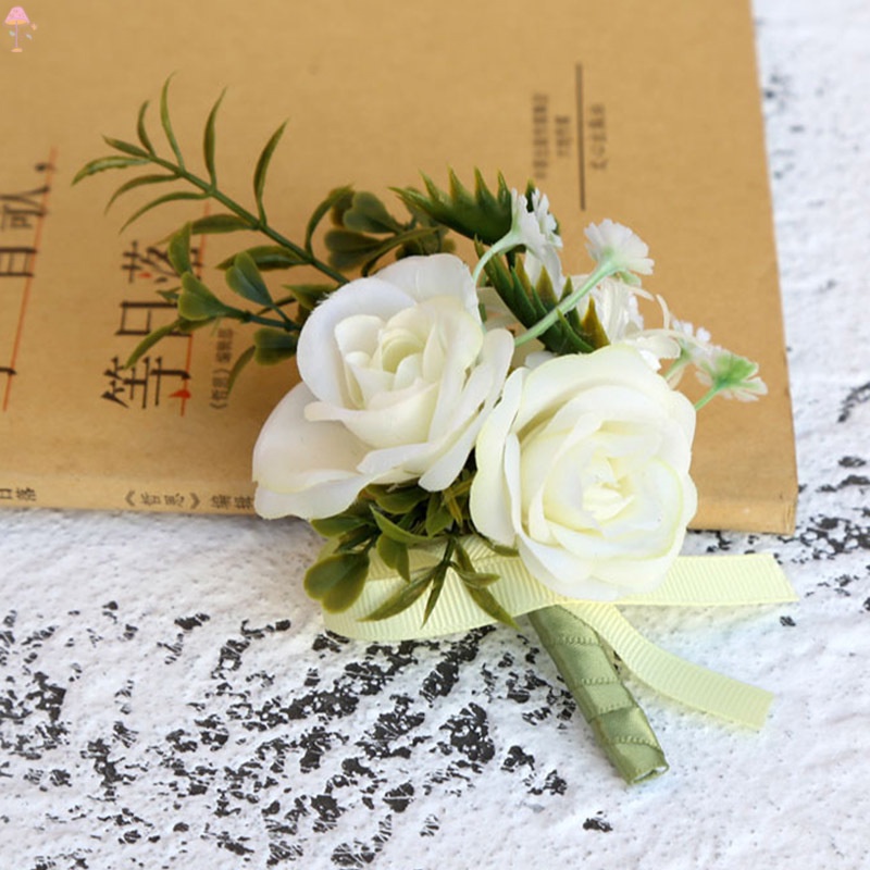 Phụ Kiện Hoa Hồng Giả Cài Áo Dành Cho Cô Dâu Chú Rể Trong Tiệc Cưới
